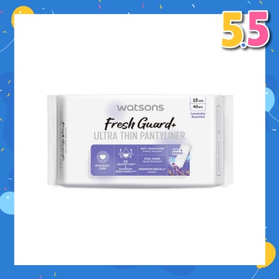 WATSONS Fresh Guard+ Ultra Thin Pantyliner Lavender 15cm 40s