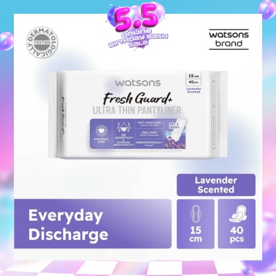 WATSONS - Fresh Guard+ Ultra Thin Pantyliner Lavender 15cm 40s