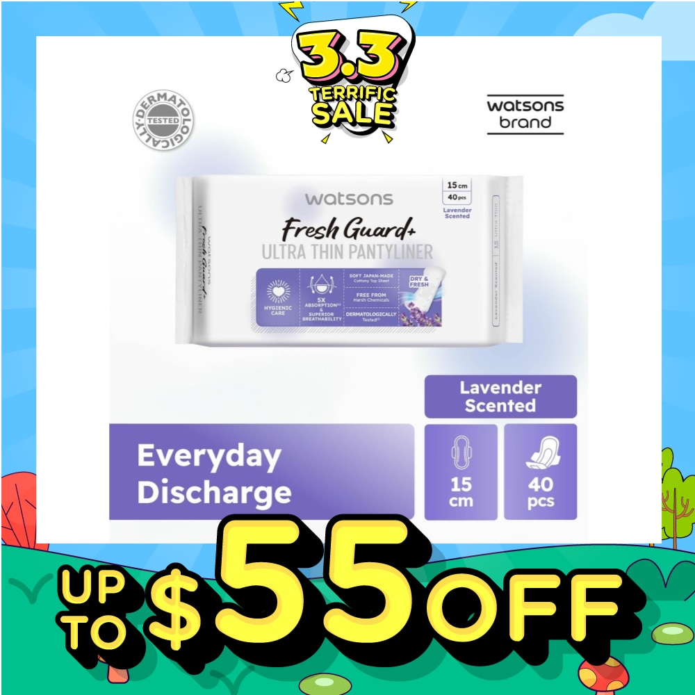 Fresh Guard+ Ultra Thin Pantyliner Lavender 15cm 40s