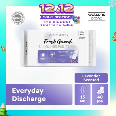 WATSONS Fresh Guard+ Ultra Thin Pantyliner Lavender 15cm 40s