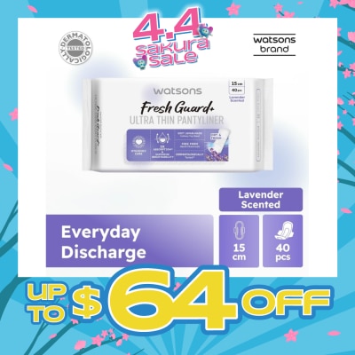 WATSONS - Fresh Guard+ Ultra Thin Pantyliner Lavender 15cm 40s