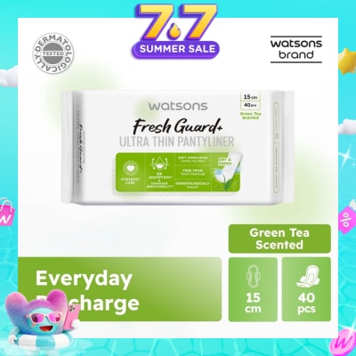 WATSONS - Fresh Guard+ Ultra Thin Pantyliner Green Tea 15cm 40s