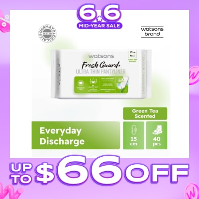 WATSONS - Fresh Guard+ Ultra Thin Pantyliner Green Tea 15cm 40s