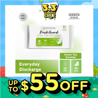 WATSONS Fresh Guard+ Ultra Thin Pantyliner Green Tea 15cm 40s