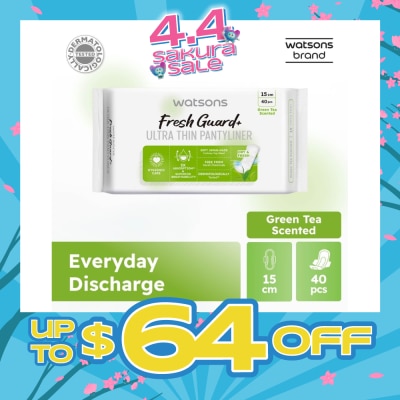 WATSONS - Fresh Guard+ Ultra Thin Pantyliner Green Tea 15cm 40s