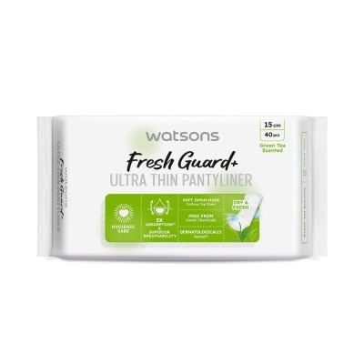 WATSONS Fresh Guard+ Ultra Thin Pantyliner Green Tea 15cm 40s