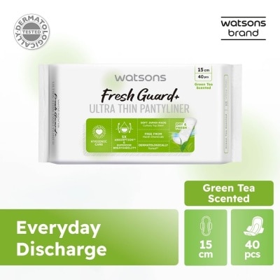 WATSONS Fresh Guard+ Ultra Thin Pantyliner Green Tea 15cm 40s