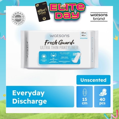 WATSONS - Fresh Guard+ Ultra Thin Pantyliner Unscented 15cm 40s