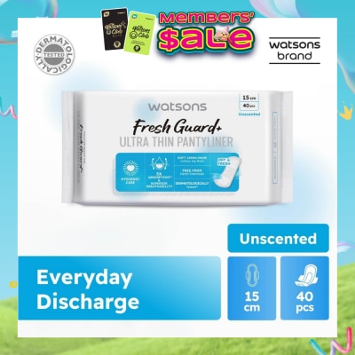 WATSONS - Fresh Guard+ Ultra Thin Pantyliner Unscented 15cm 40s
