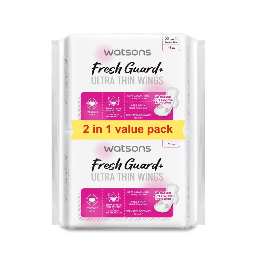 Fresh Guard+ Ultra Thin Wings Regular Flow Sanitary Pad 23cm Value Pack 16s x 2