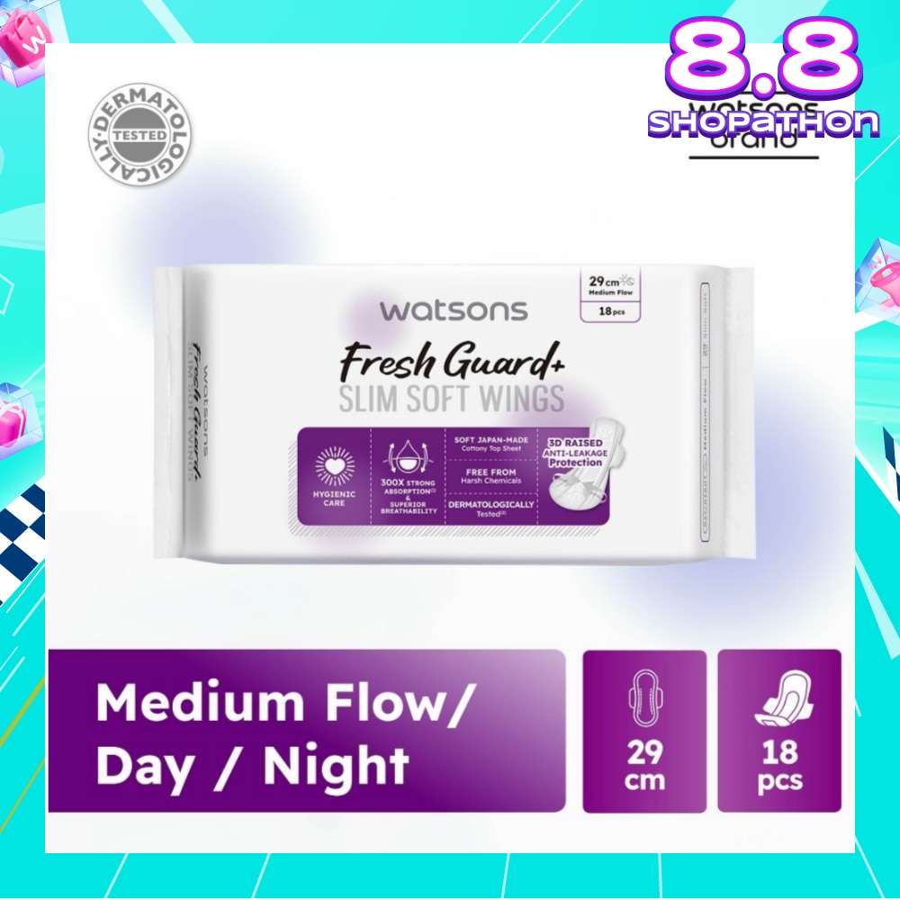 Fresh Guard+ Slim Soft Wings Medium Flow Sanitary Pad 29cm 18s