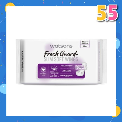 WATSONS Fresh Guard+ Slim Soft Wings Medium Flow Sanitary Pad 29cm 18s