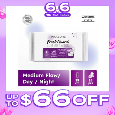 WATSONS - Fresh Guard+ Slim Soft Wings Medium Flow Sanitary Pad 29cm 18s