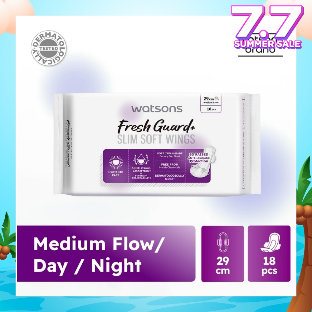 Fresh Guard+ Slim Soft Wings Medium Flow Sanitary Pad 29cm 18s