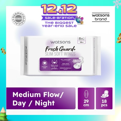 WATSONS Fresh Guard+ Slim Soft Wings Medium Flow Sanitary Pad 29cm 18s
