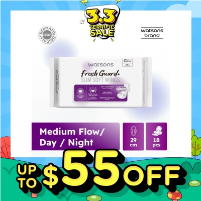 WATSONS Fresh Guard+ Slim Soft Wings Medium Flow Sanitary Pad 29cm 18s