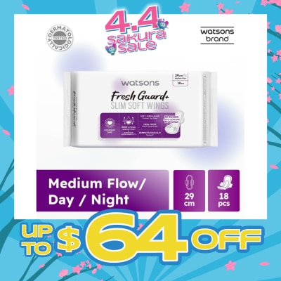 WATSONS - Fresh Guard+ Slim Soft Wings Medium Flow Sanitary Pad 29cm 18s
