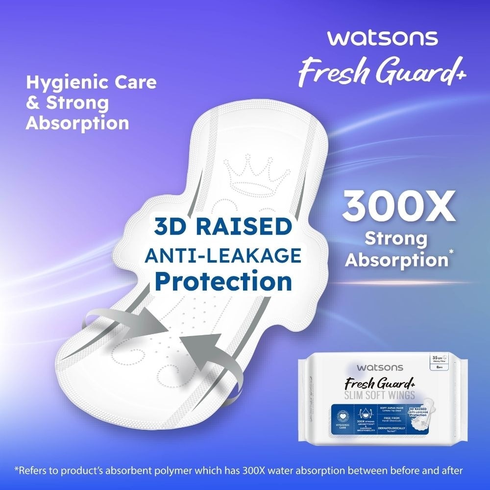 Fresh Guard+ Slim Soft Wings Heavy Flow Sanitary Pad 35cm Value Pack 8s x 2