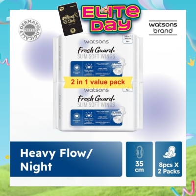 WATSONS - Fresh Guard+ Slim Soft Wings Heavy Flow Sanitary Pad 35cm Value Pack 8s x 2