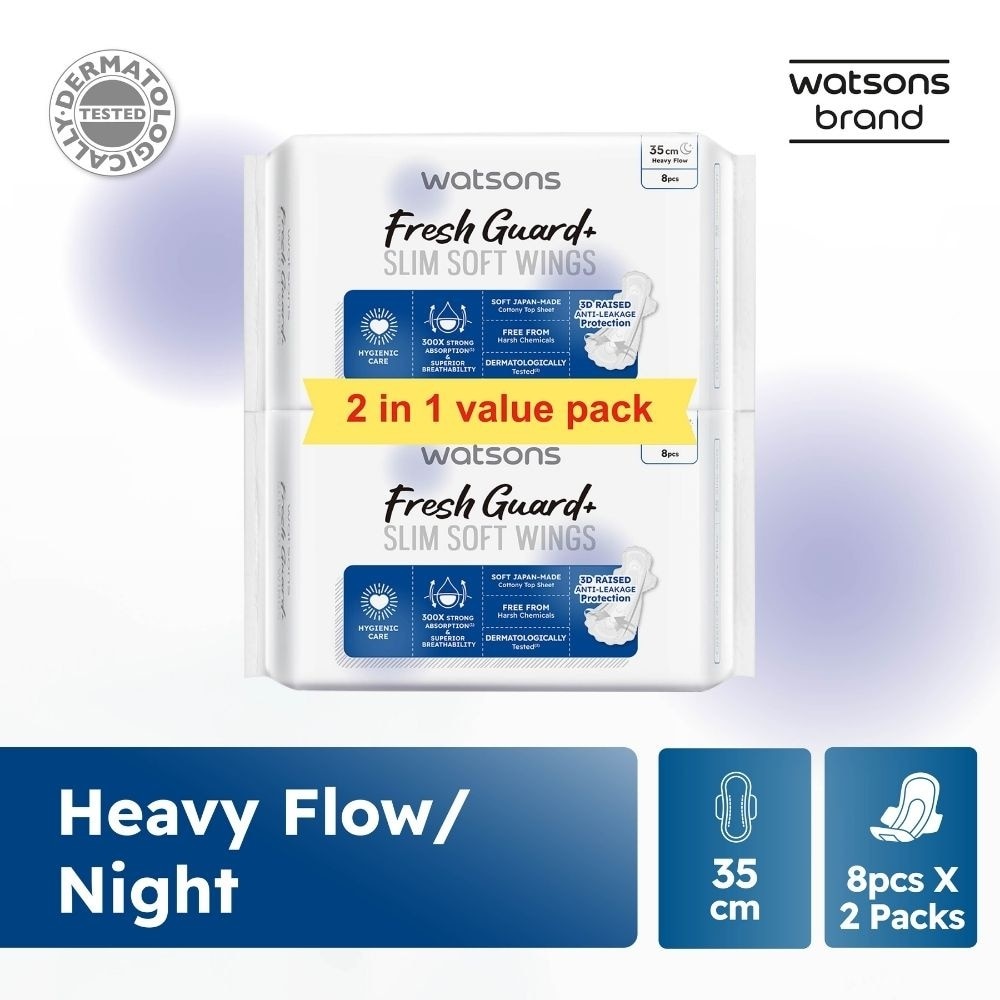 Fresh Guard+ Slim Soft Wings Heavy Flow Sanitary Pad 35cm Value Pack 8s x 2