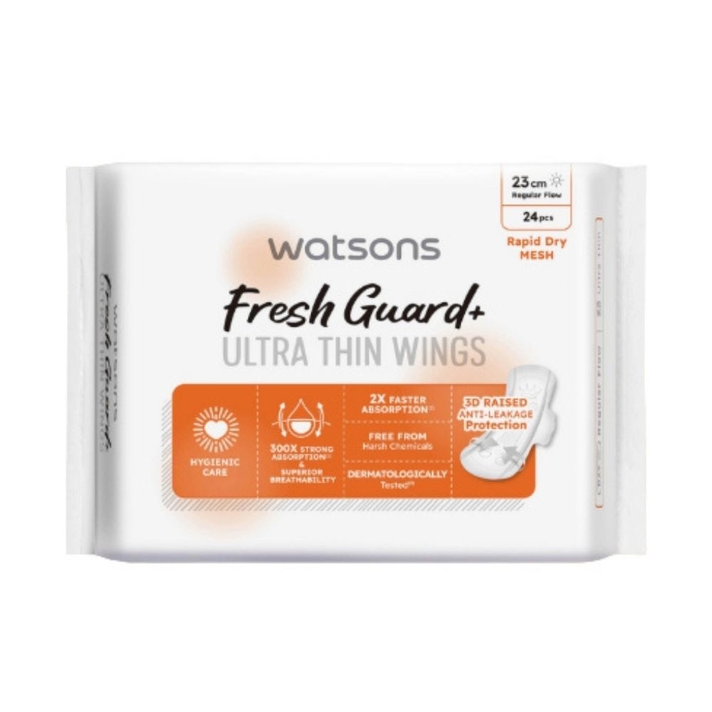 Fresh Guard+ Ultra Thin Wings Regular Flow Sanitary Pad 23cm (Rapid Dry Mesh) 24s