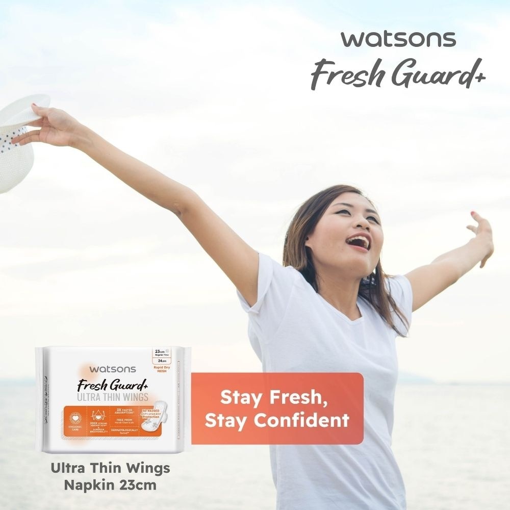Fresh Guard+ Ultra Thin Wings Regular Flow Sanitary Pad 23cm (Rapid Dry Mesh) 24s