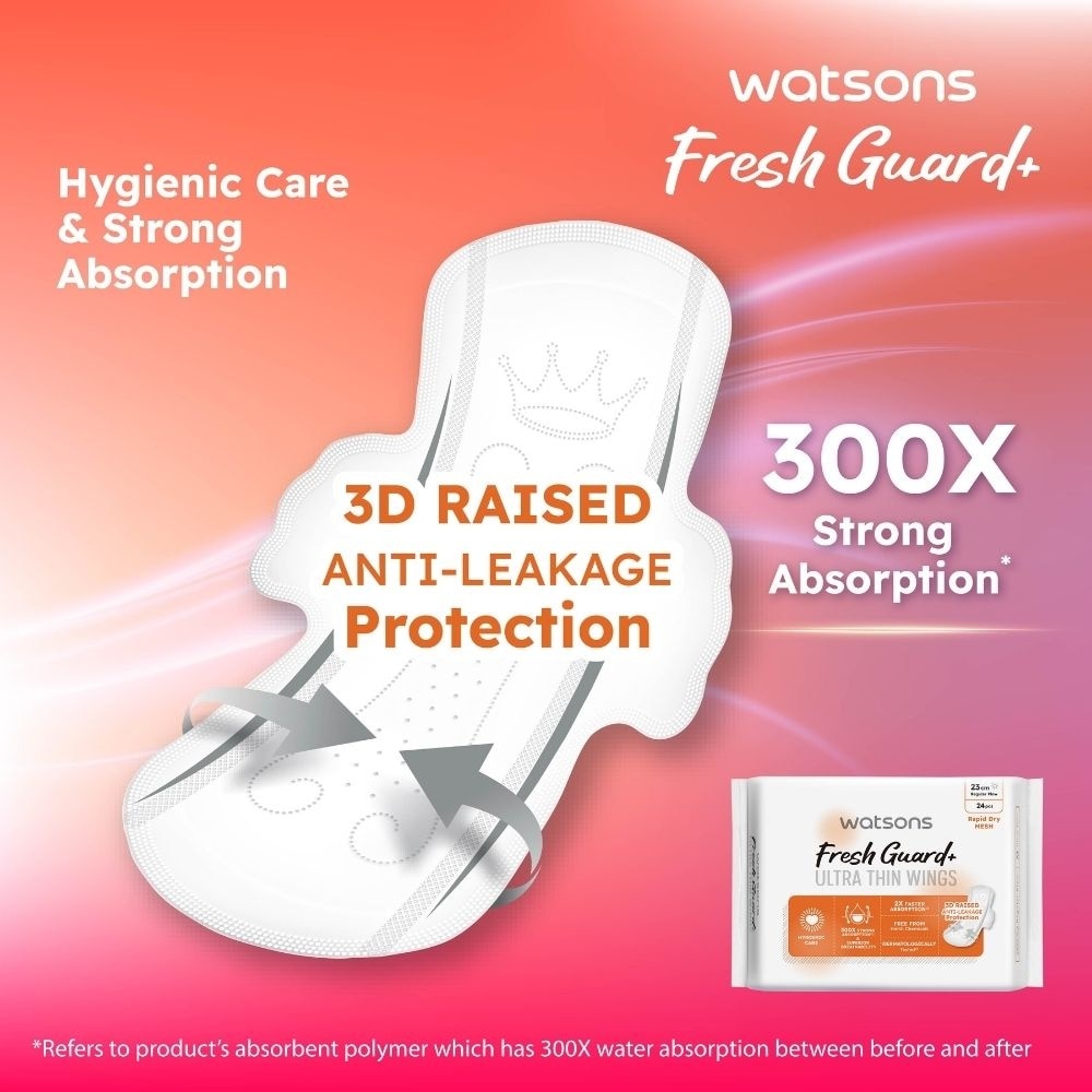 Fresh Guard+ Ultra Thin Wings Regular Flow Sanitary Pad 23cm (Rapid Dry Mesh) 24s
