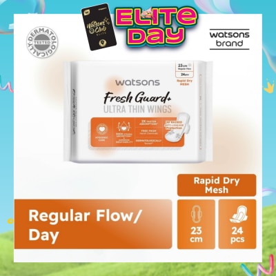WATSONS - Fresh Guard+ Ultra Thin Wings Regular Flow Sanitary Pad 23cm (Rapid Dry Mesh) 24s