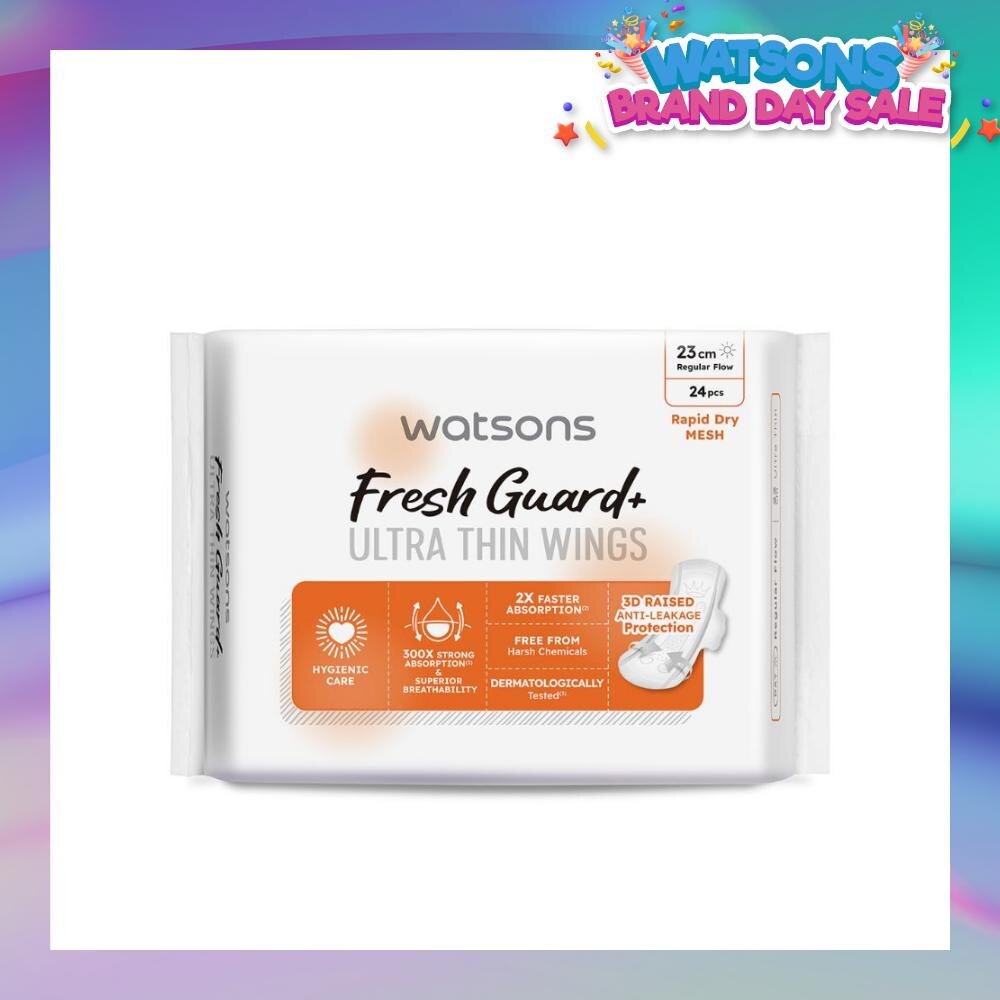 Fresh Guard+ Ultra Thin Wings Regular Flow Sanitary Pad 23cm (Rapid Dry Mesh) 24s