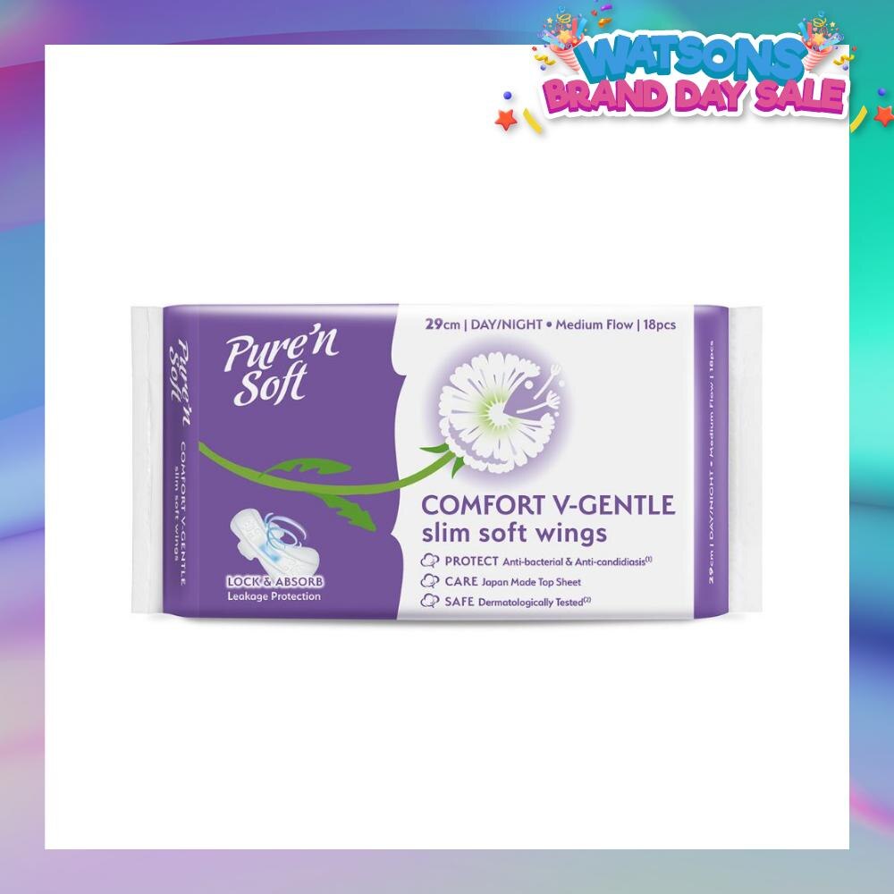 Comfort V-Gentle Slim Soft Wings Sanitary Pad 29cm (Lock & Absorb) 18s