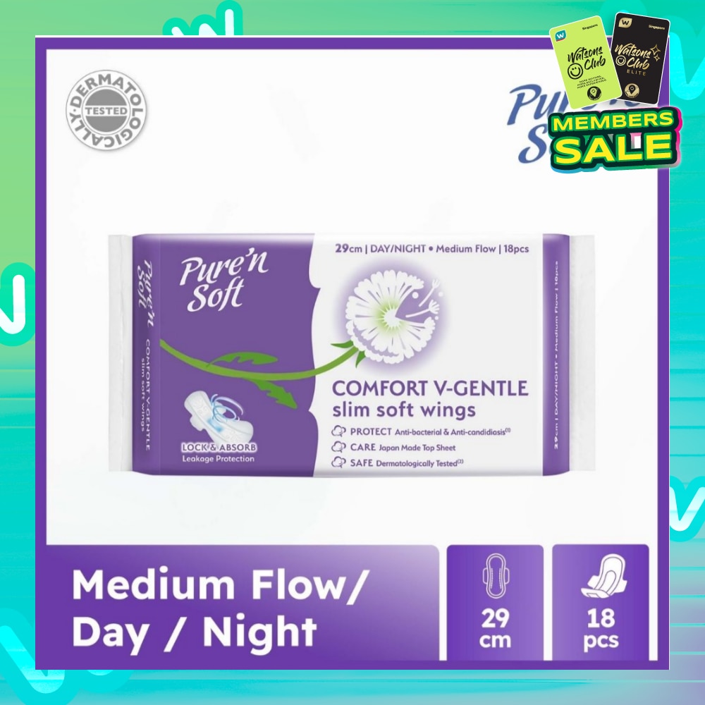 Comfort V-Gentle Slim Soft Wings Sanitary Pad 29cm (Lock & Absorb) 18s