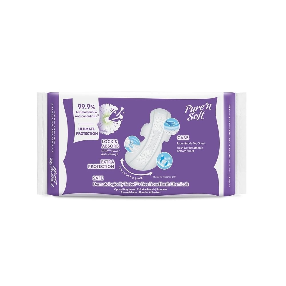 Comfort V-Gentle Slim Soft Wings Sanitary Pad 29cm (Lock & Absorb) 18s
