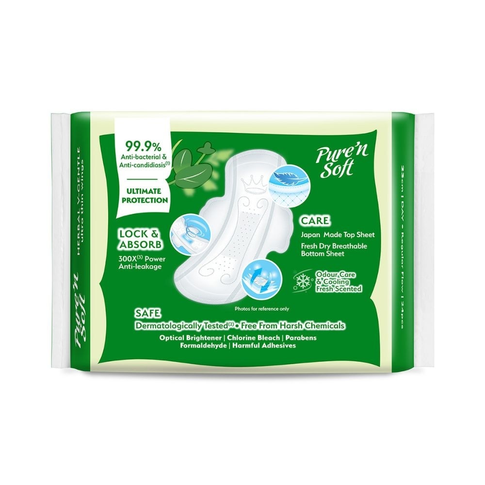 Herbal V-Gentle Ultra Thin Wings Sanitary Pad 23cm (Odour Care & Cooling Fresh Scented) 24s