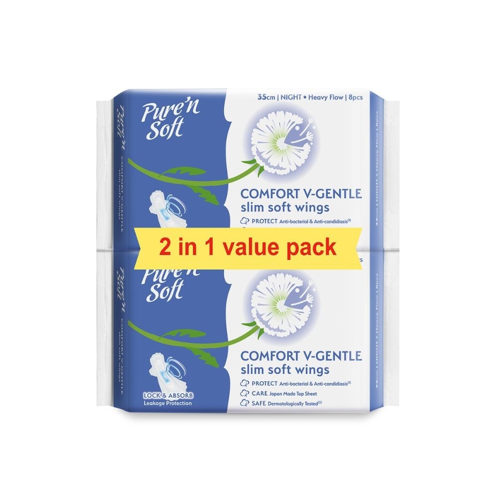 Comfort V-Gentle Slim Soft Wings Sanitary Pad 35cm (Twin Pack) 8s x 2