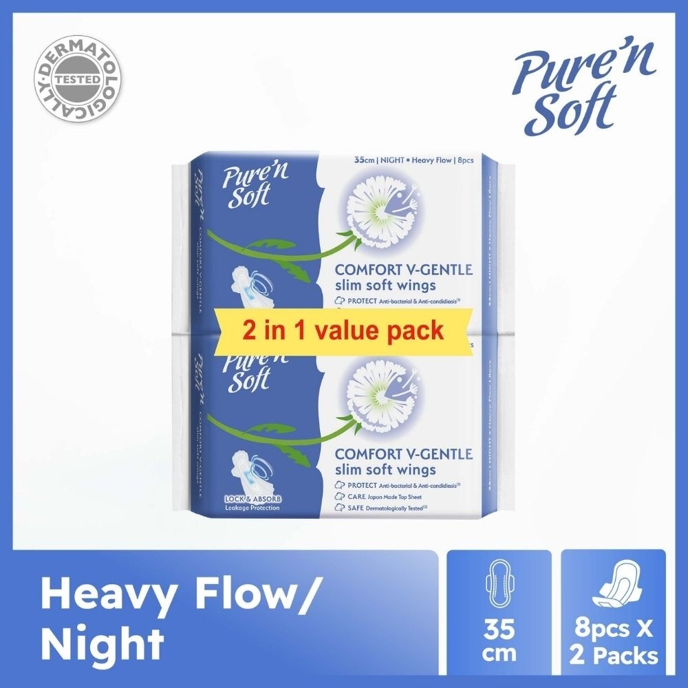 Comfort V-Gentle Slim Soft Wings Sanitary Pad 35cm (Twin Pack) 8s x 2