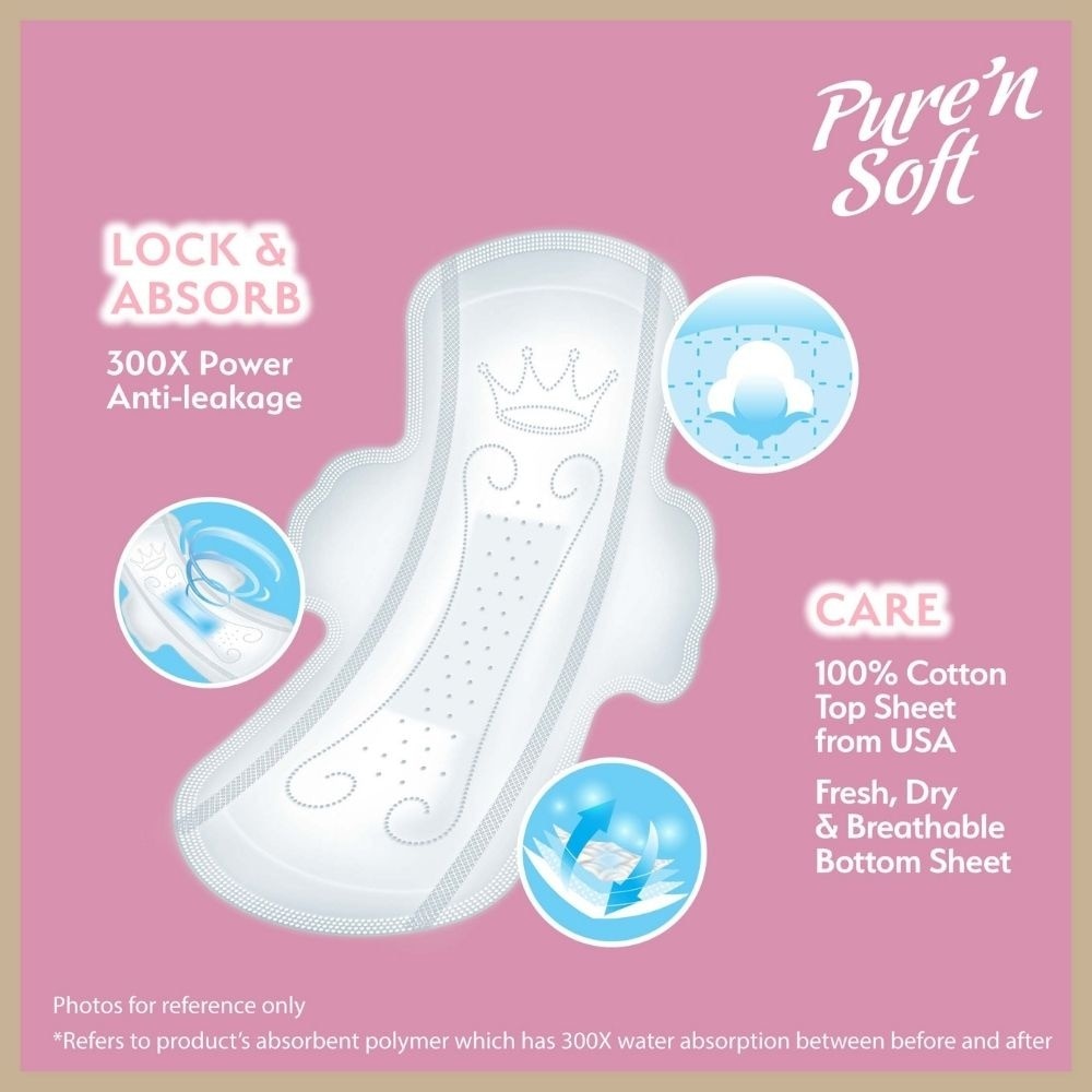 Pure Cotton Ultra Thin Wings Sanitary Pad 23cm (Anti-Bacterial, Anti-Candidiasis & Dermatologically Tested) 16s