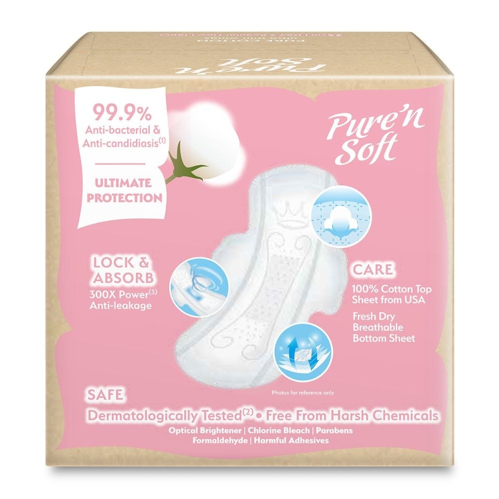 Pure Cotton Ultra Thin Wings Sanitary Pad 23cm (Anti-Bacterial, Anti-Candidiasis & Dermatologically Tested) 16s