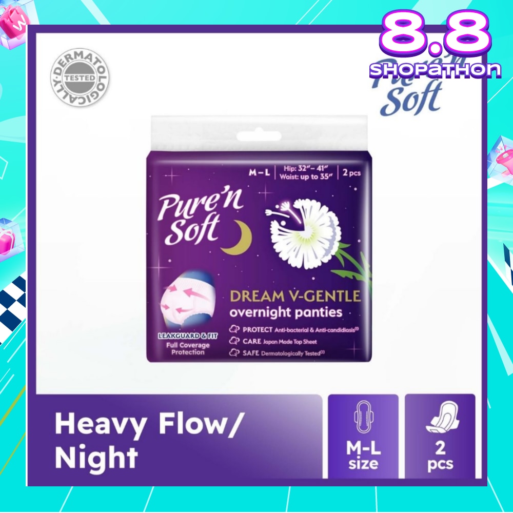 Dream V-Gentle Overnight Panties M-L (Hip 32" - 41" & Waist Up To 35") 2s
