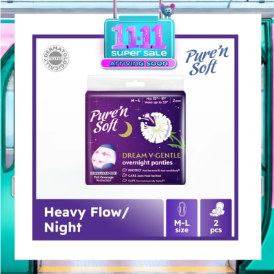 PURE N SOFT Dream V Gentle Overnight Panties M L (Hip 32" 41" & Waist Up To 35") 2s image