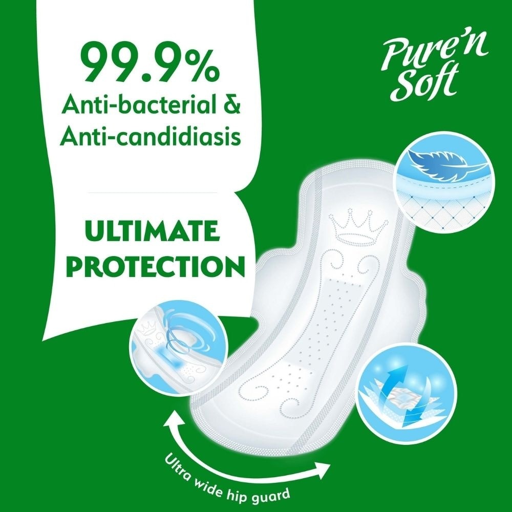 Herbal V-Gentle Slim Soft Wings Sanitary Pad 29cm (Odour Care, Cooling Fresh & Dermatologically Tested) 18s