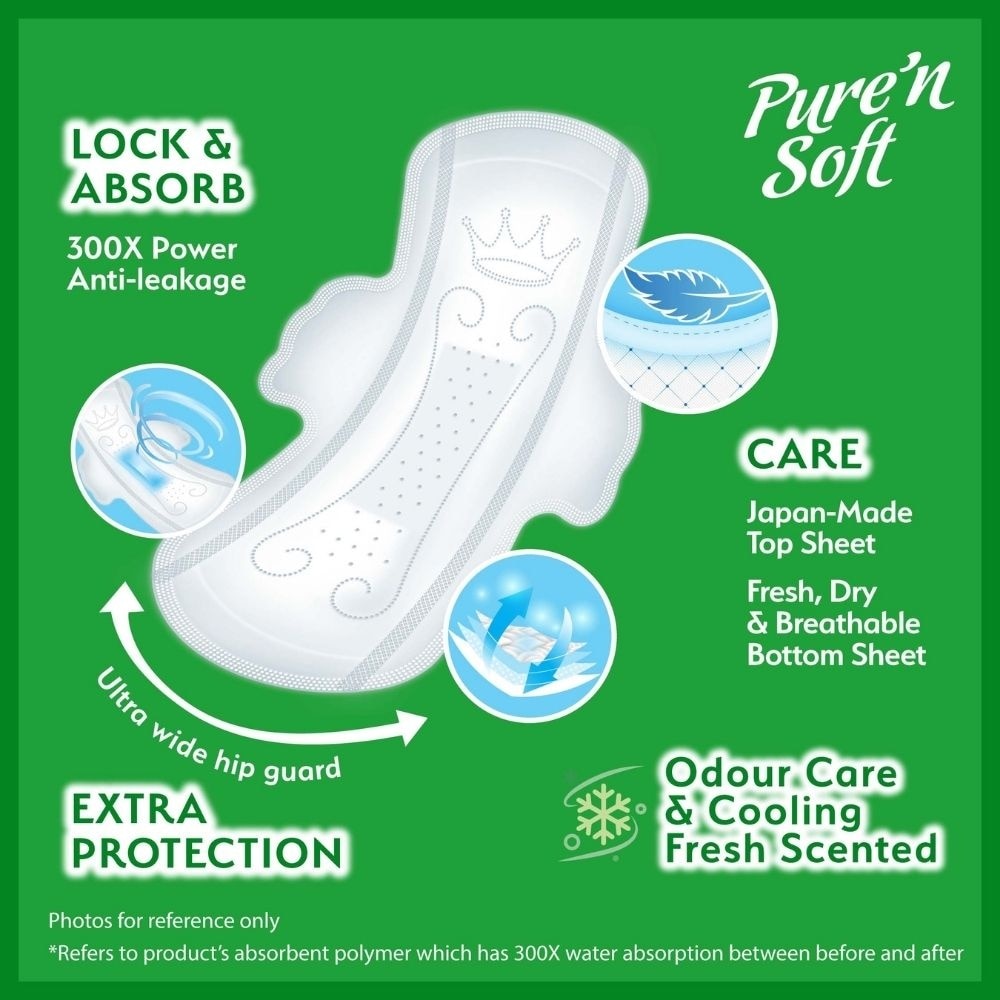 Herbal V-Gentle Slim Soft Wings Sanitary Pad 29cm (Odour Care, Cooling Fresh & Dermatologically Tested) 18s