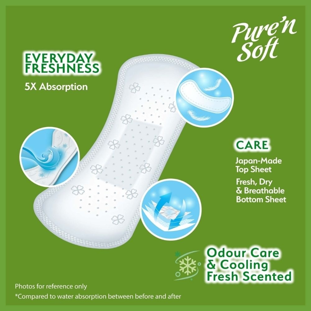 Herbal V-Gentle Ultra Thin Pantyliner 15cm (Odour Care, Cooling Fresh Scented & Dermatologically Tested) 40s