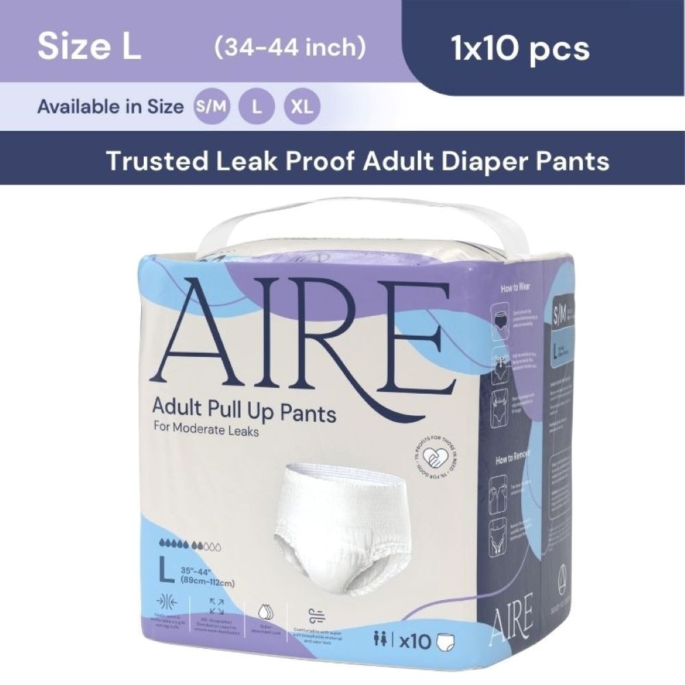 Adult Pull Up Pants L (Super Cottony Soft, Extra Absorbent, Leak Free & Rash Free) 10s