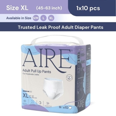 AIRE Adult Pull Up Pants XL (Super Cottony Soft, Extra Absorbent, Leak Free & Rash Free) 10s