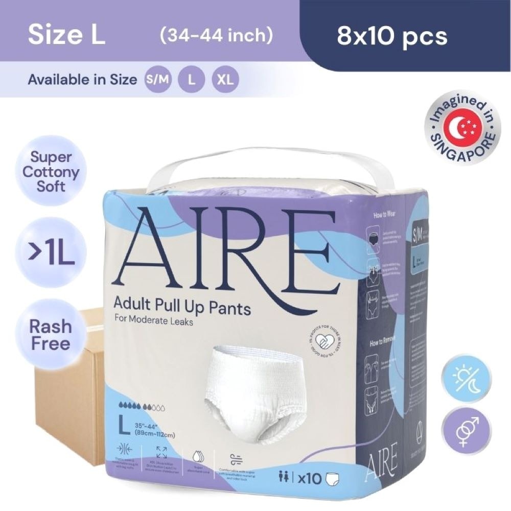 Adult Pull Up Pants L (Super Cottony Soft, Extra Absorbent, Leak Free & Rash Free) 8 x 10s (Per Carton)