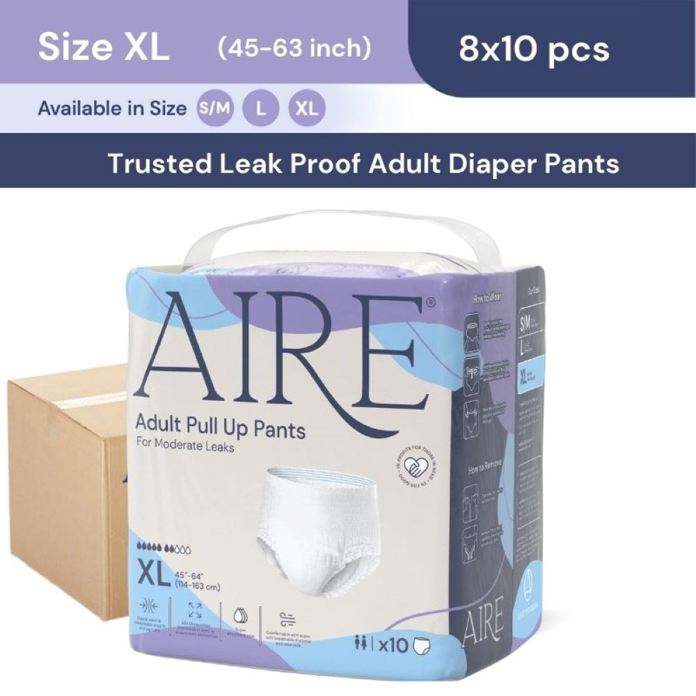 Adult Pull Up Pants XL (Super Cottony Soft, Extra Absorbent, Leak Free & Rash Free) 8 x 10s (Per Carton)