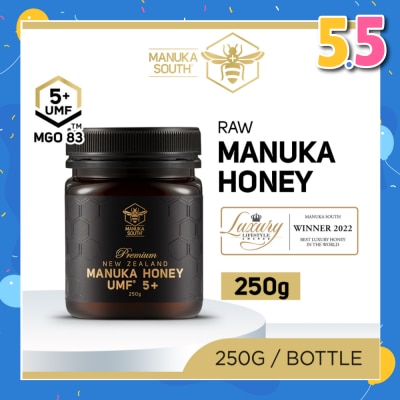 MANUKA SOUTH UMF 5+ MGO83 Manuka Honey (Authentic 100% New Zealand Manuka Honey For Immunity, Digestion & Skin Health) 250g
