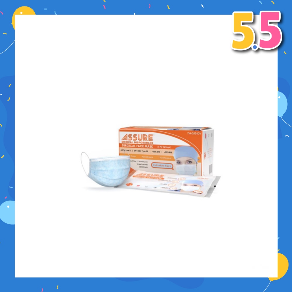 Medical Disposables 3 Ply Earloop Surgical Face Mask 50s