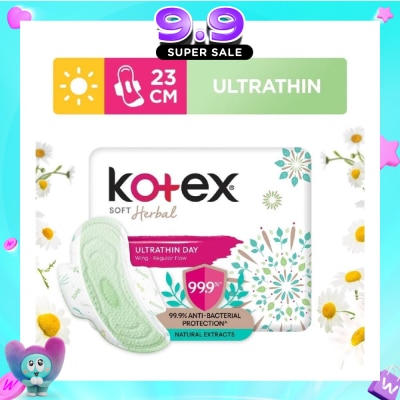 KOTEX - Anti-Bacterial Soft Herbal Ultrathin Day Sanitary Pad Wing 23cm (For Regular Flow) 16s image
