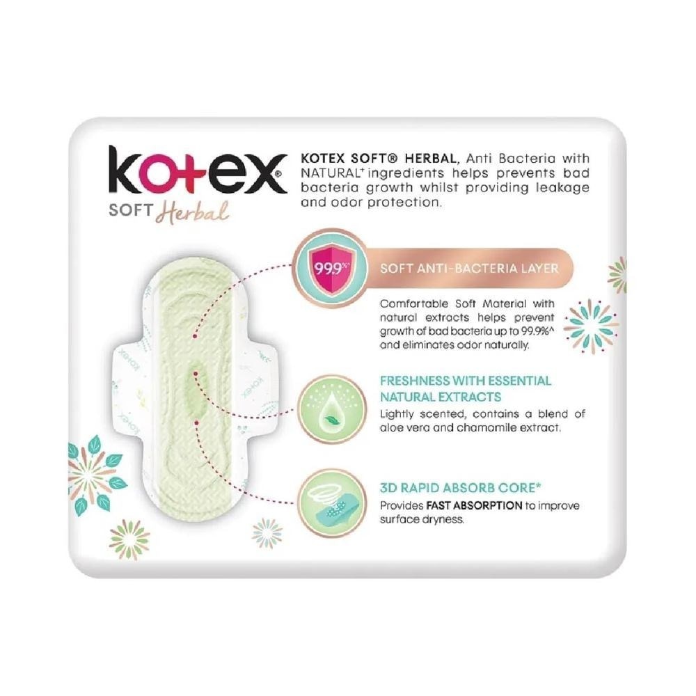 Anti-Bacterial Soft Herbal Ultrathin Day Sanitary Pad Wing 23cm (For Regular Flow) 16s